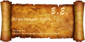 Breslmayer Edit névjegykártya